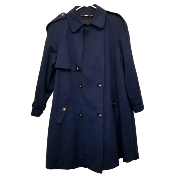 Vintage Wool Trench Coat – Navy Military Cut (Unisex L–XL) - Picture 1 of 4